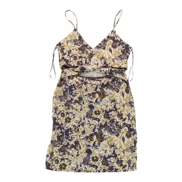 Free People Size S/P Brown Floral Bodycon Dress Women's - Picture 1 of 4